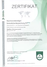 Zertifikat - DEKRA-Sachverständiger Immobilienbewertung D1-Plus