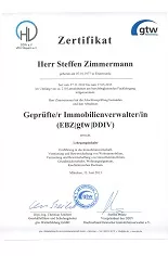 Zertifikat - Geprüfter Immobilienverwalter - EBZ - gtw - DDIV